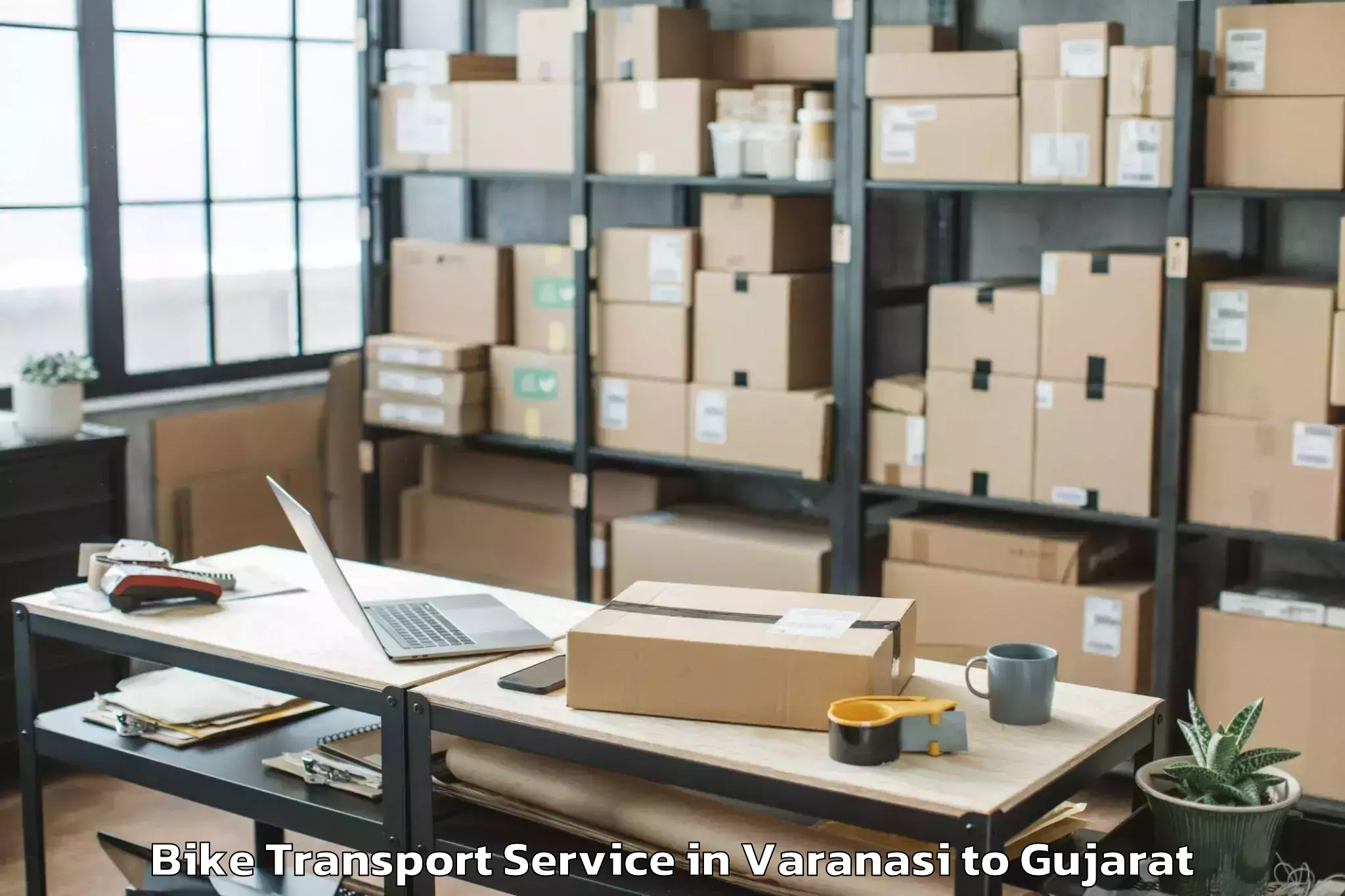 Reliable Varanasi to Vadodara Airport Bdq Bike Transport